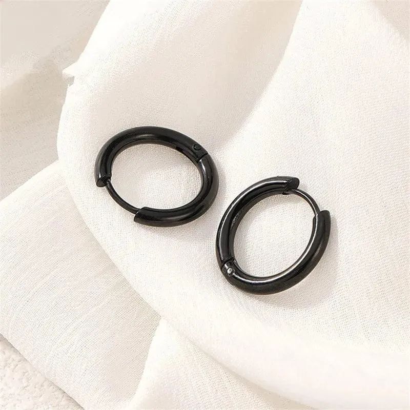 5 teile/los Edelstahl Kreis Hoop Ohrringe Für Frauen Mädchen Schwarz Gold Farbe Silber Farbe Runde Geometrie Ohrringe Schmuck