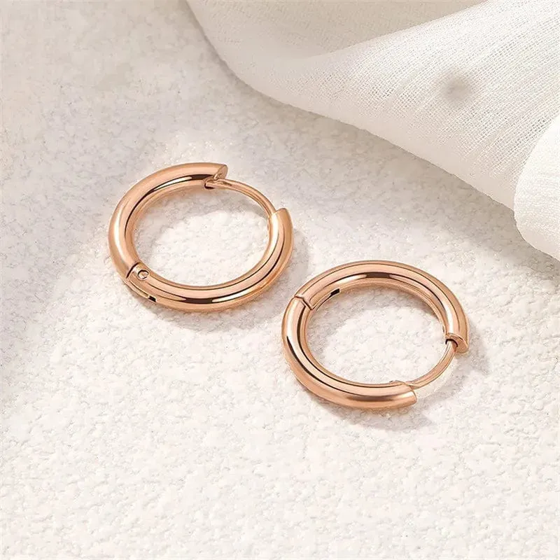 5 teile/los Edelstahl Kreis Hoop Ohrringe Für Frauen Mädchen Schwarz Gold Farbe Silber Farbe Runde Geometrie Ohrringe Schmuck