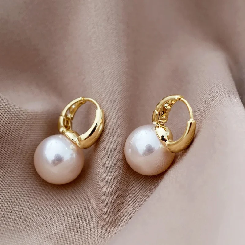 Silber Farbe Perle Studs Hoop Ohrringe für Frauen Gold Farbe Eardrop Minimalistischen Hoops Hochzeit Mode Schmuck Dropshipping
