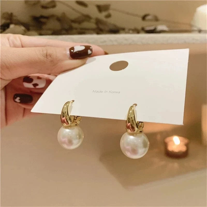 Silber Farbe Perle Studs Hoop Ohrringe für Frauen Gold Farbe Eardrop Minimalistischen Hoops Hochzeit Mode Schmuck Dropshipping