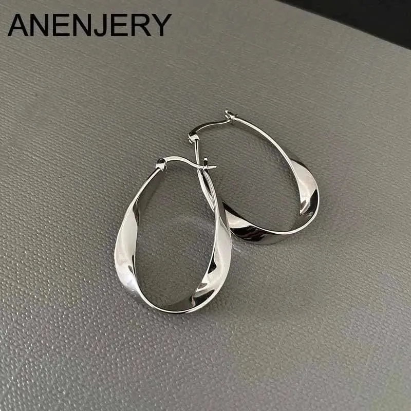 ANENJERY Geometrische gedrehte Creolen für Frauen, Nischendesign, Party-Schmuck, Geschenke