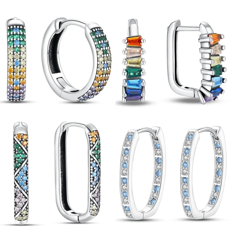 2024 neue Stil Sterling Silber S925 Geometrische Stein Ohrringe Und Ohr Loops Einfache Feine Schmuck Frauen Mädchen Fashion Party Geschenk