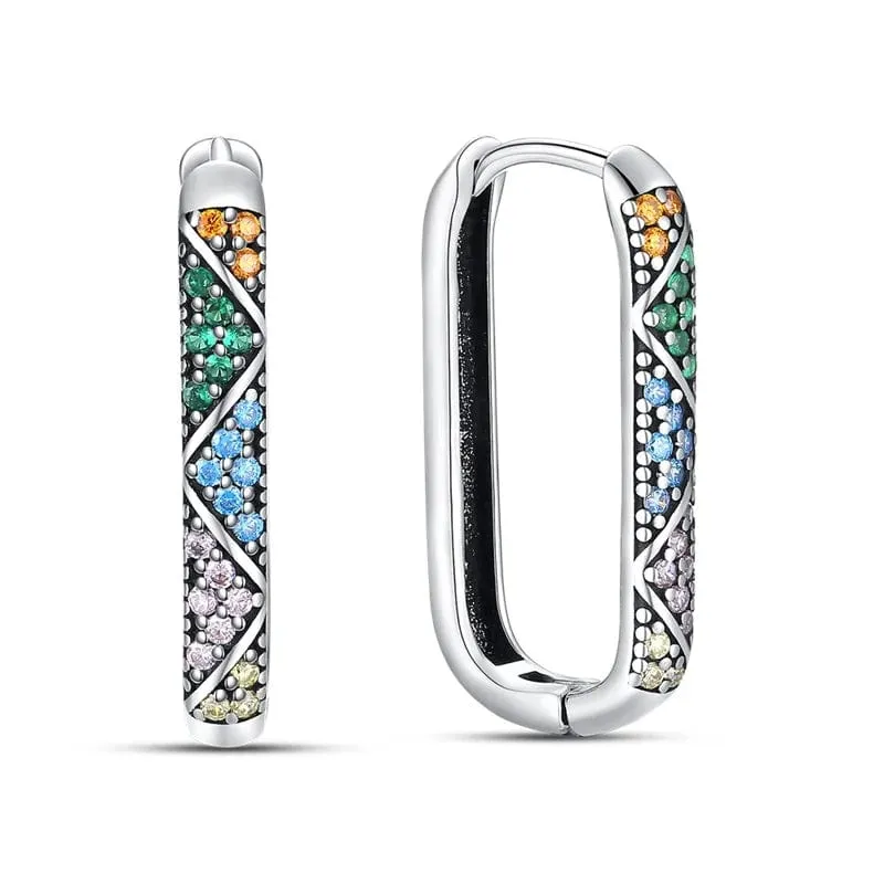 2024 neue Stil Sterling Silber S925 Geometrische Stein Ohrringe Und Ohr Loops Einfache Feine Schmuck Frauen Mädchen Fashion Party Geschenk