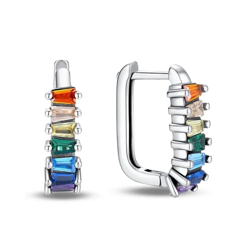 2024 neue Stil Sterling Silber S925 Geometrische Stein Ohrringe Und Ohr Loops Einfache Feine Schmuck Frauen Mädchen Fashion Party Geschenk