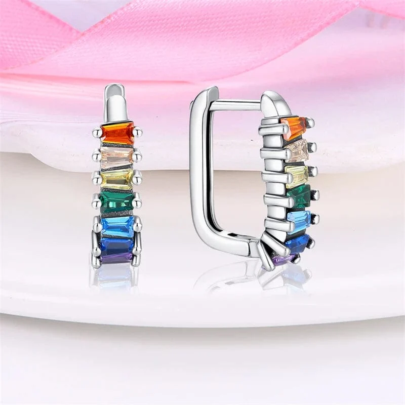 2024 neue Stil Sterling Silber S925 Geometrische Stein Ohrringe Und Ohr Loops Einfache Feine Schmuck Frauen Mädchen Fashion Party Geschenk