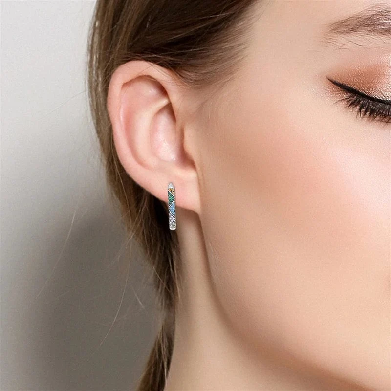 2024 neue Stil Sterling Silber S925 Geometrische Stein Ohrringe Und Ohr Loops Einfache Feine Schmuck Frauen Mädchen Fashion Party Geschenk