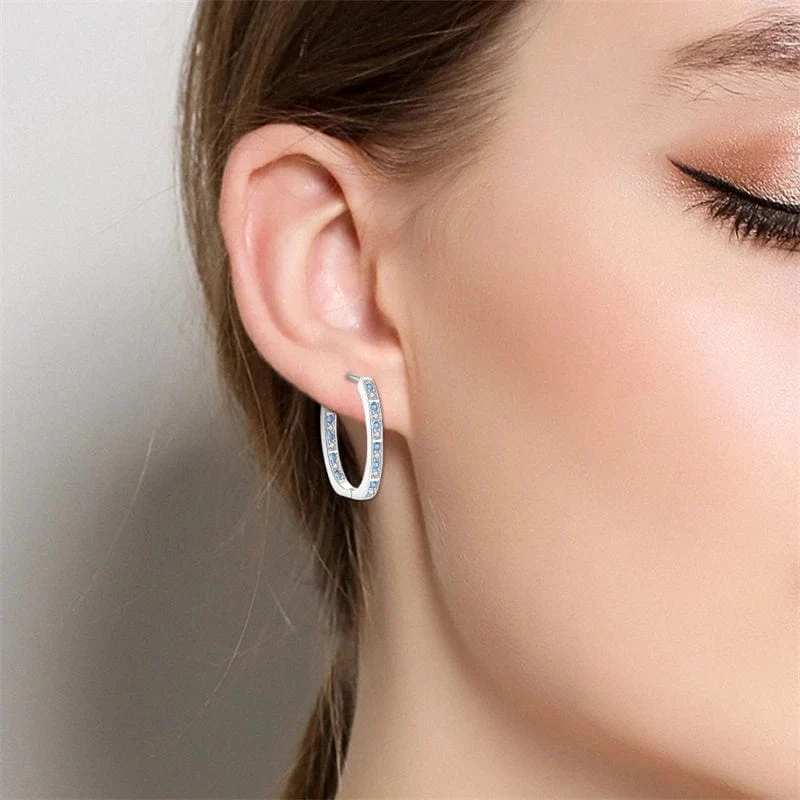 2024 neue Stil Sterling Silber S925 Geometrische Stein Ohrringe Und Ohr Loops Einfache Feine Schmuck Frauen Mädchen Fashion Party Geschenk