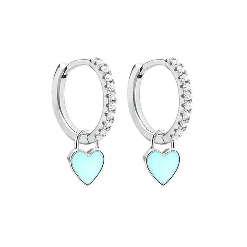 CANNER Herz Süße Süßigkeiten Neon Farbe Silber Goldene Farbe Creolen Emaille Herz Charm Tropfen Ohrring Für Mädchen Party Schmuck