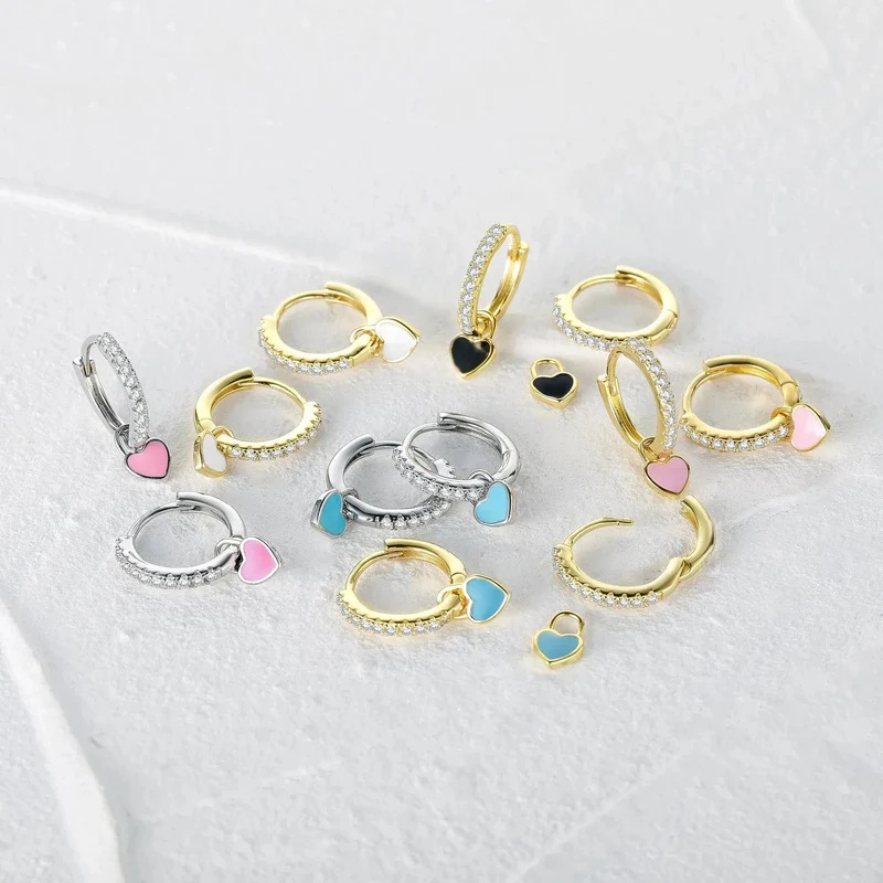 CANNER Herz Süße Süßigkeiten Neon Farbe Silber Goldene Farbe Creolen Emaille Herz Charm Tropfen Ohrring Für Mädchen Party Schmuck