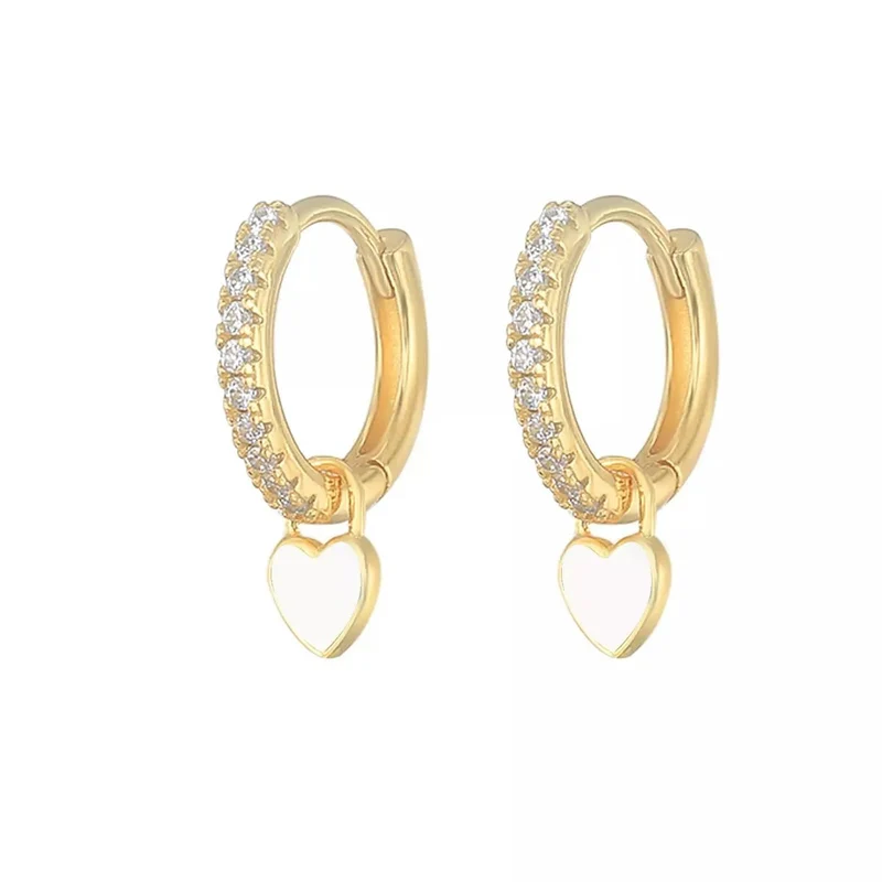 CANNER Herz Süße Süßigkeiten Neon Farbe Silber Goldene Farbe Creolen Emaille Herz Charm Tropfen Ohrring Für Mädchen Party Schmuck