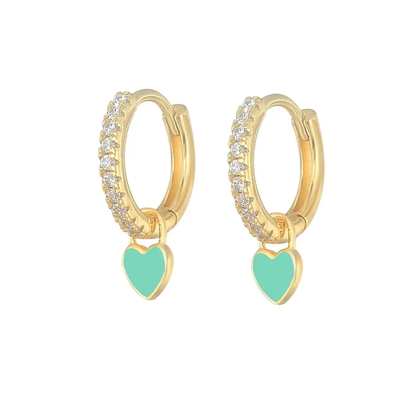CANNER Herz Süße Süßigkeiten Neon Farbe Silber Goldene Farbe Creolen Emaille Herz Charm Tropfen Ohrring Für Mädchen Party Schmuck