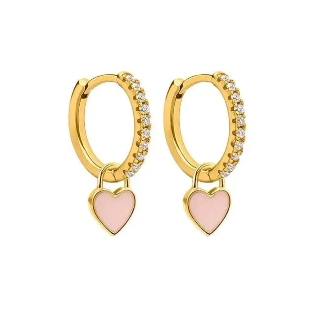 CANNER Herz Süße Süßigkeiten Neon Farbe Silber Goldene Farbe Creolen Emaille Herz Charm Tropfen Ohrring Für Mädchen Party Schmuck