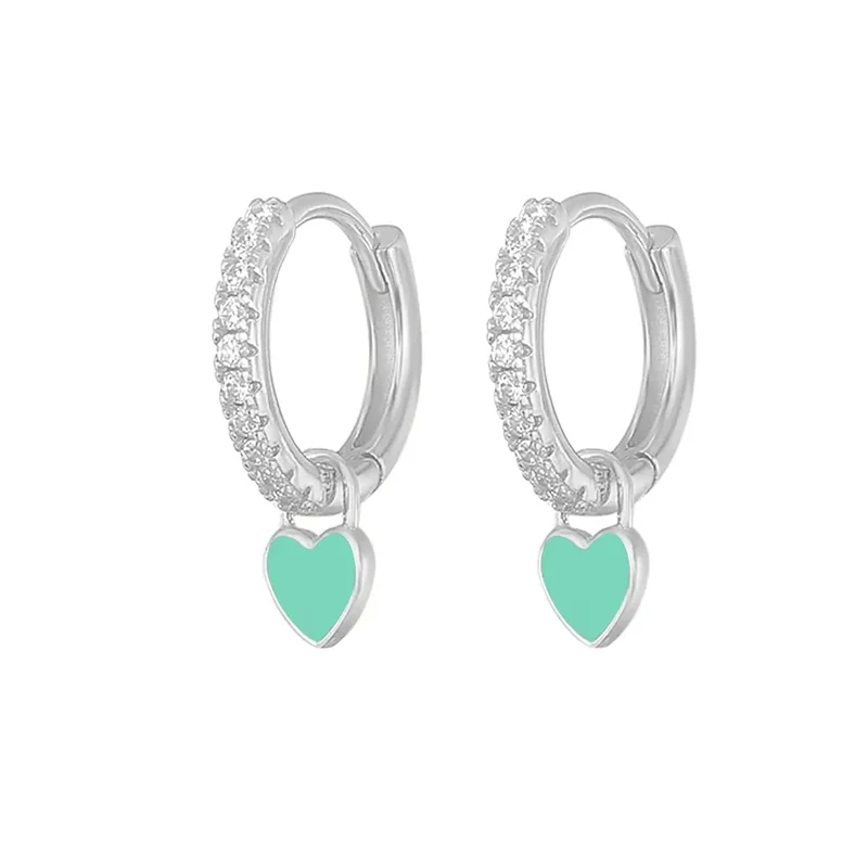CANNER Herz Süße Süßigkeiten Neon Farbe Silber Goldene Farbe Creolen Emaille Herz Charm Tropfen Ohrring Für Mädchen Party Schmuck