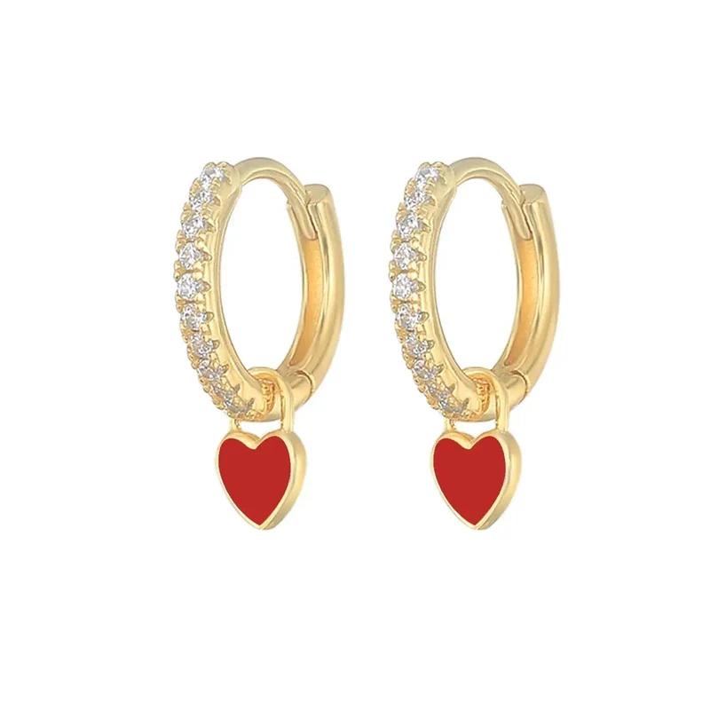 CANNER Herz Süße Süßigkeiten Neon Farbe Silber Goldene Farbe Creolen Emaille Herz Charm Tropfen Ohrring Für Mädchen Party Schmuck