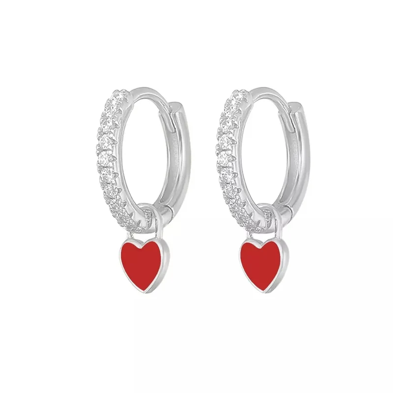CANNER Herz Süße Süßigkeiten Neon Farbe Silber Goldene Farbe Creolen Emaille Herz Charm Tropfen Ohrring Für Mädchen Party Schmuck