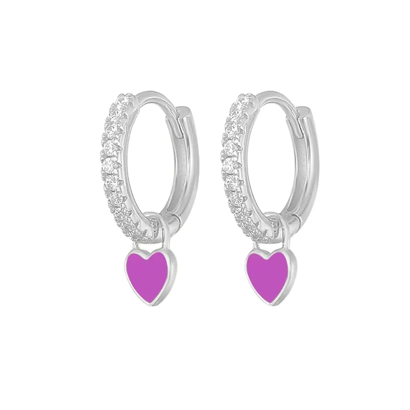 CANNER Herz Süße Süßigkeiten Neon Farbe Silber Goldene Farbe Creolen Emaille Herz Charm Tropfen Ohrring Für Mädchen Party Schmuck