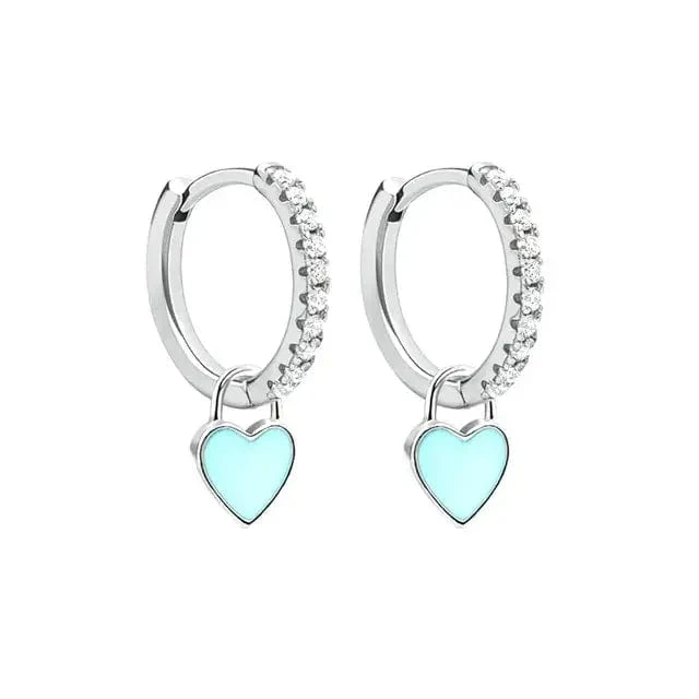 CANNER Herz Süße Süßigkeiten Neon Farbe Silber Goldene Farbe Creolen Emaille Herz Charm Tropfen Ohrring Für Mädchen Party Schmuck