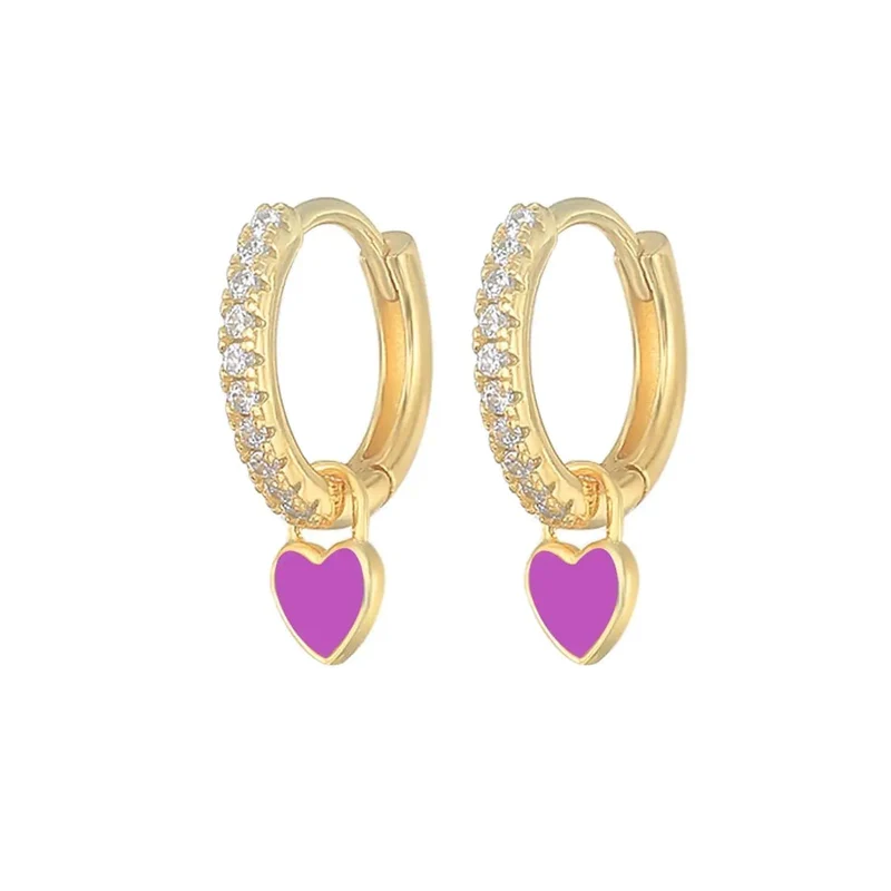 CANNER Herz Süße Süßigkeiten Neon Farbe Silber Goldene Farbe Creolen Emaille Herz Charm Tropfen Ohrring Für Mädchen Party Schmuck