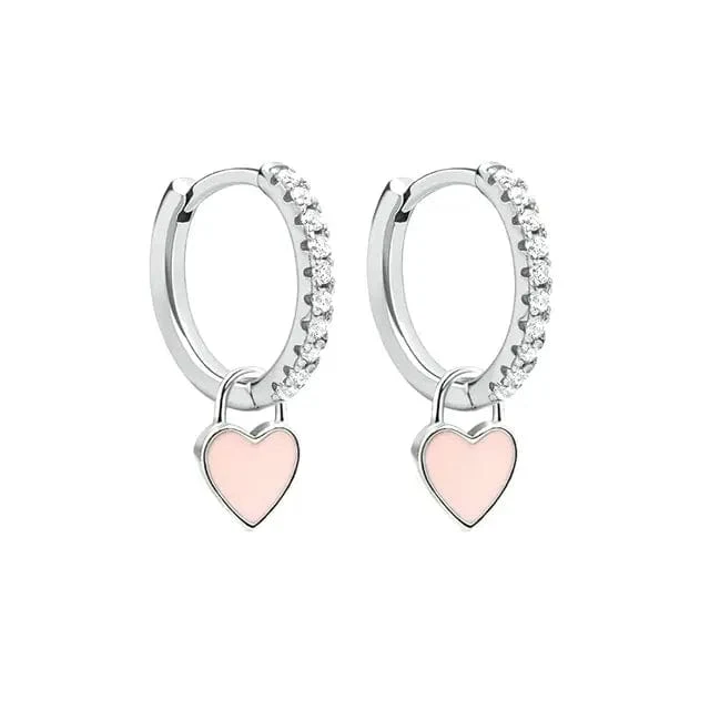 CANNER Herz Süße Süßigkeiten Neon Farbe Silber Goldene Farbe Creolen Emaille Herz Charm Tropfen Ohrring Für Mädchen Party Schmuck