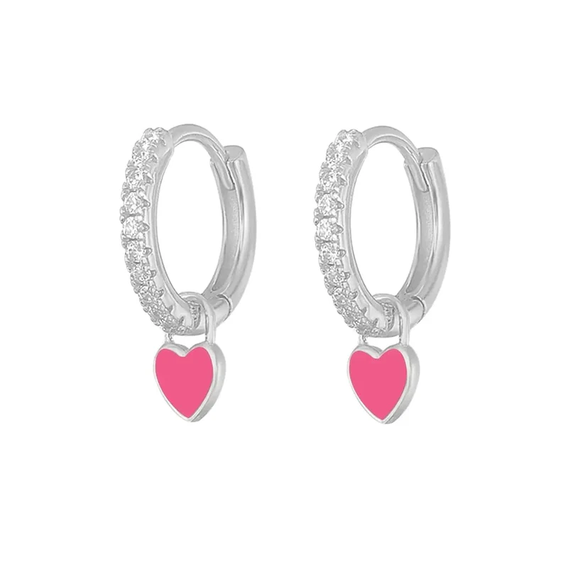 CANNER Herz Süße Süßigkeiten Neon Farbe Silber Goldene Farbe Creolen Emaille Herz Charm Tropfen Ohrring Für Mädchen Party Schmuck
