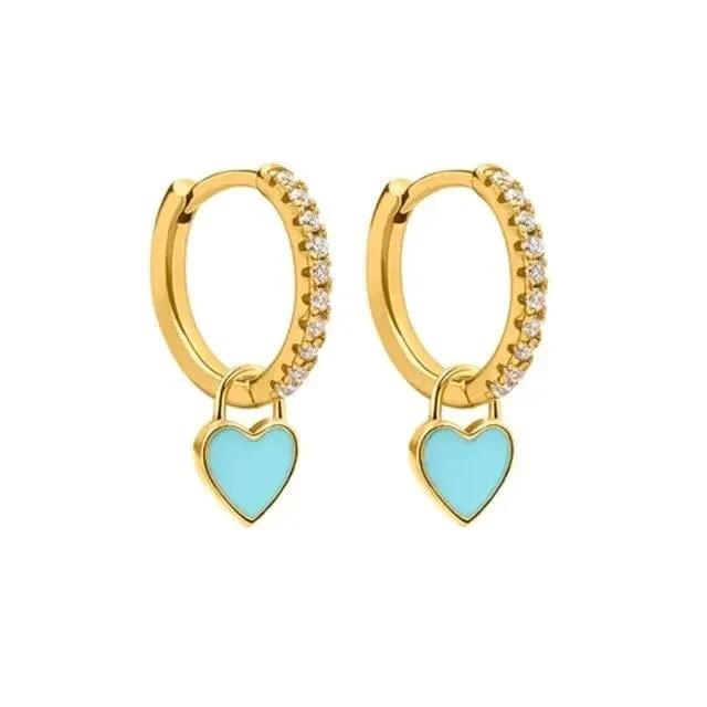 CANNER Herz Süße Süßigkeiten Neon Farbe Silber Goldene Farbe Creolen Emaille Herz Charm Tropfen Ohrring Für Mädchen Party Schmuck