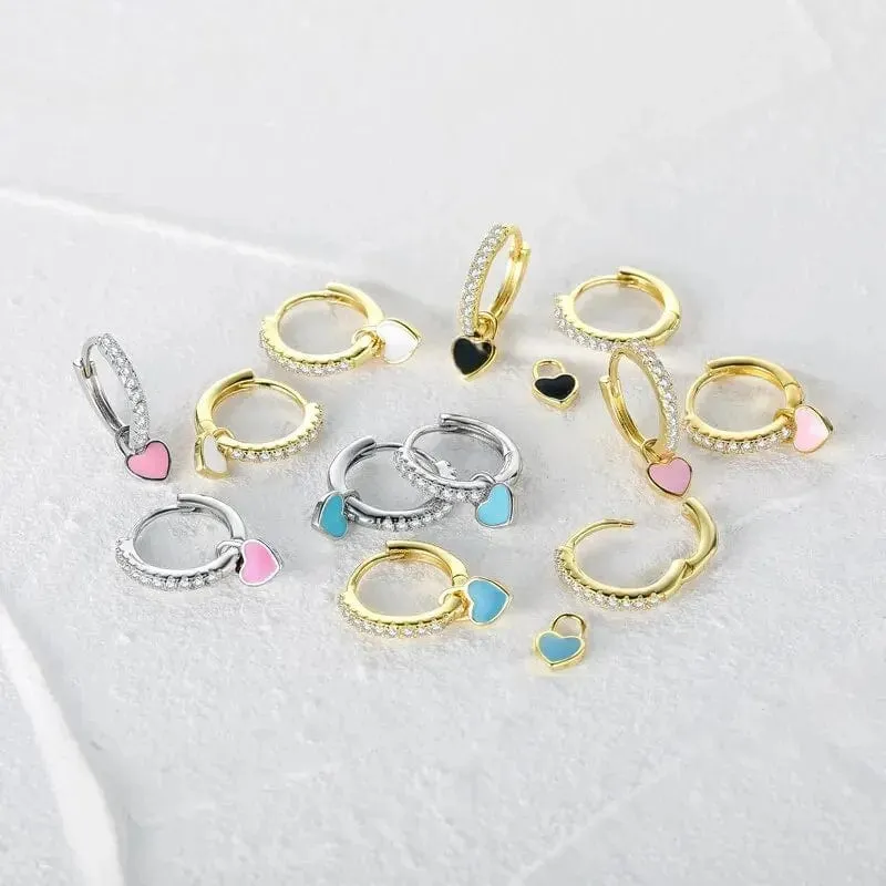 CANNER Herz Süße Süßigkeiten Neon Farbe Silber Goldene Farbe Creolen Emaille Herz Charm Tropfen Ohrring Für Mädchen Party Schmuck