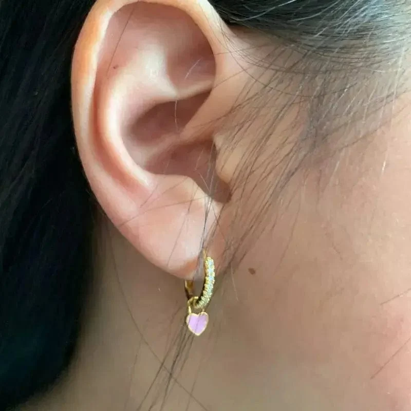 CANNER Herz Süße Süßigkeiten Neon Farbe Silber Goldene Farbe Creolen Emaille Herz Charm Tropfen Ohrring Für Mädchen Party Schmuck