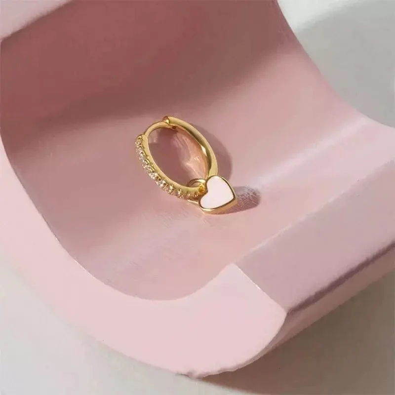 CANNER Herz Süße Süßigkeiten Neon Farbe Silber Goldene Farbe Creolen Emaille Herz Charm Tropfen Ohrring Für Mädchen Party Schmuck