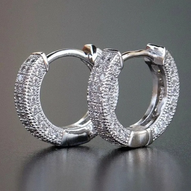 Luxus Zirkonia Gold Farbe Zirkon Hoop Ohrringe Für Frauen Luxus Kreis Kristall Mädchen Partei Schmuck