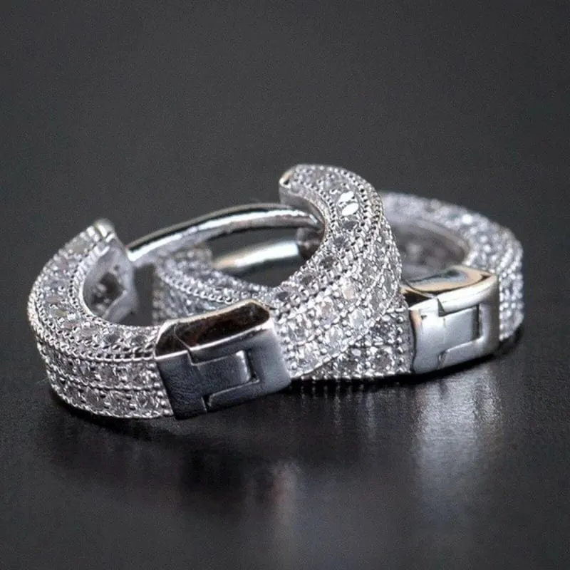 Luxus Zirkonia Gold Farbe Zirkon Hoop Ohrringe Für Frauen Luxus Kreis Kristall Mädchen Partei Schmuck
