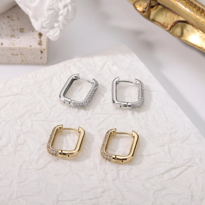 Quadrat Kreis Hoop Ohrringe Für Frauen Luxus Edelstahl Ohrringe zerreißen Hochzeit Schmuck aretes mujer