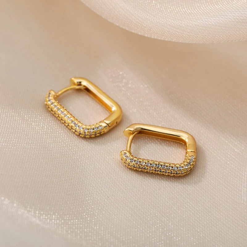 Quadrat Kreis Hoop Ohrringe Für Frauen Luxus Edelstahl Ohrringe zerreißen Hochzeit Schmuck aretes mujer