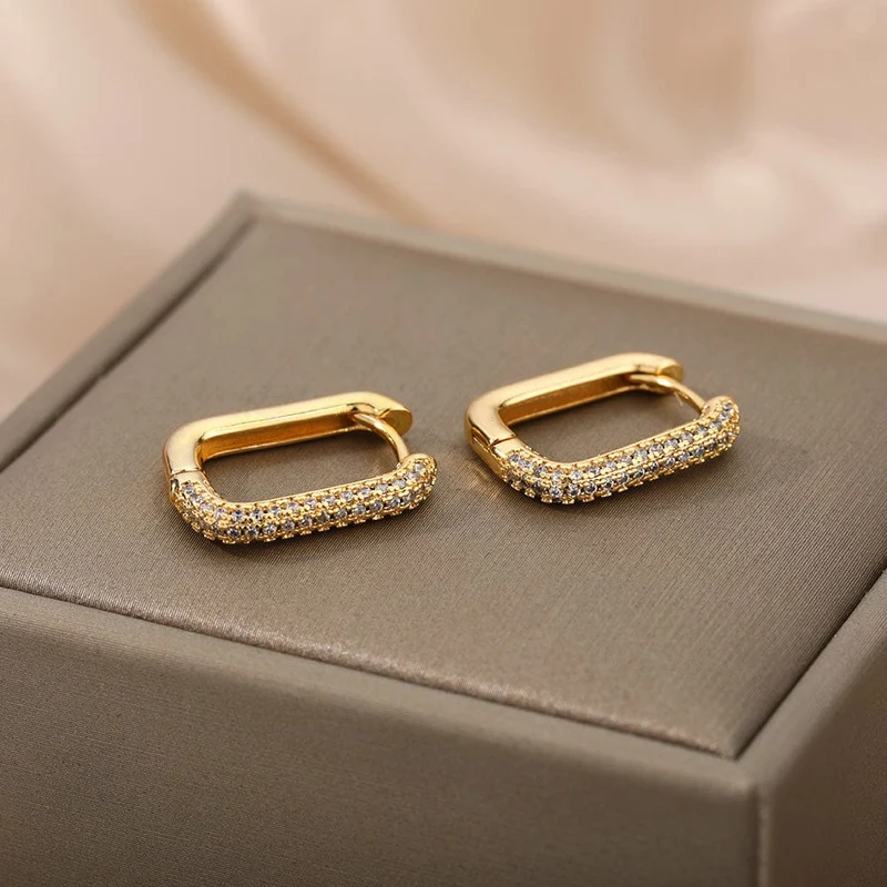 Quadrat Kreis Hoop Ohrringe Für Frauen Luxus Edelstahl Ohrringe zerreißen Hochzeit Schmuck aretes mujer