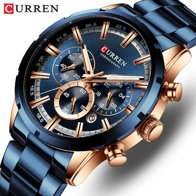 CURREN Herrenuhr – Topmarke, Luxus-Sportuhr, Quarz, Vollstahl, wasserdicht, Chronograph, Armbanduhr, Herrenuhr, Relogio Masculino