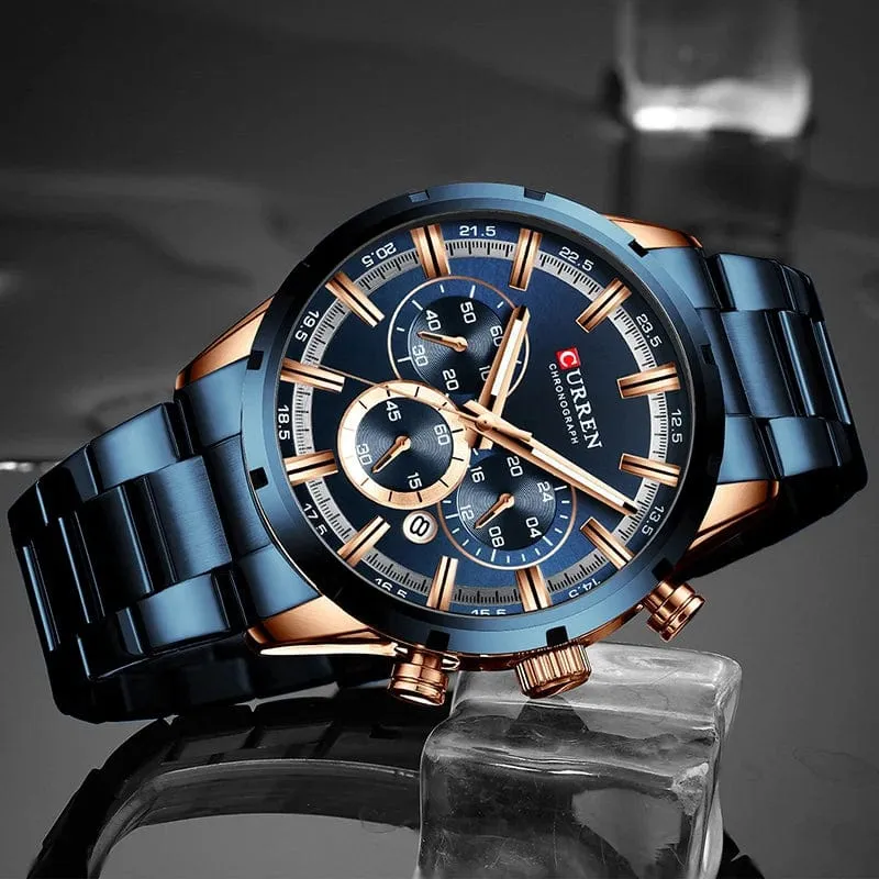 CURREN Herrenuhr – Topmarke, Luxus-Sportuhr, Quarz, Vollstahl, wasserdicht, Chronograph, Armbanduhr, Herrenuhr, Relogio Masculino