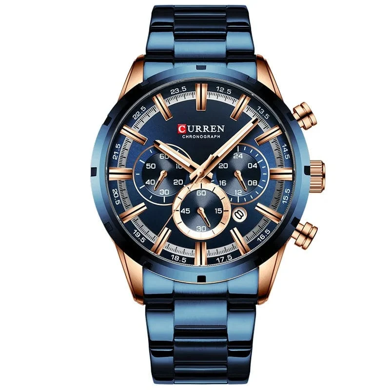 CURREN Herrenuhr – Topmarke, Luxus-Sportuhr, Quarz, Vollstahl, wasserdicht, Chronograph, Armbanduhr, Herrenuhr, Relogio Masculino