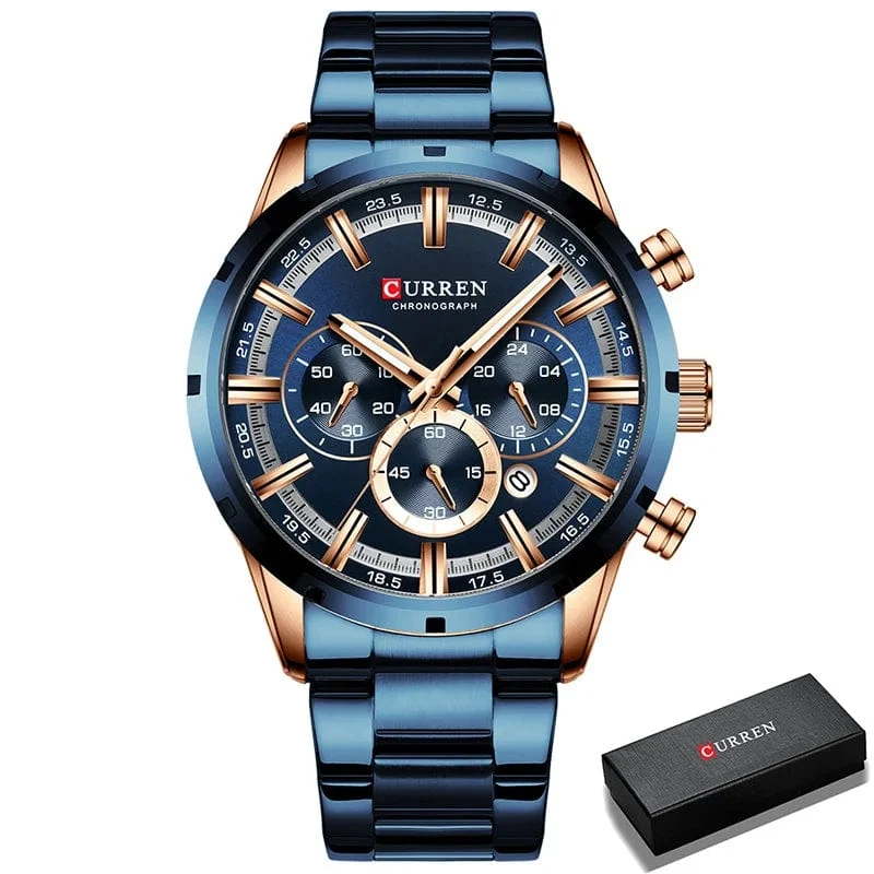 CURREN Herrenuhr – Topmarke, Luxus-Sportuhr, Quarz, Vollstahl, wasserdicht, Chronograph, Armbanduhr, Herrenuhr, Relogio Masculino
