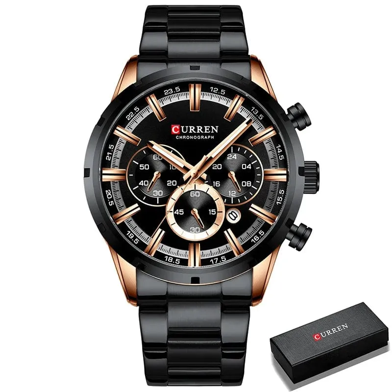 CURREN Herrenuhr – Topmarke, Luxus-Sportuhr, Quarz, Vollstahl, wasserdicht, Chronograph, Armbanduhr, Herrenuhr, Relogio Masculino
