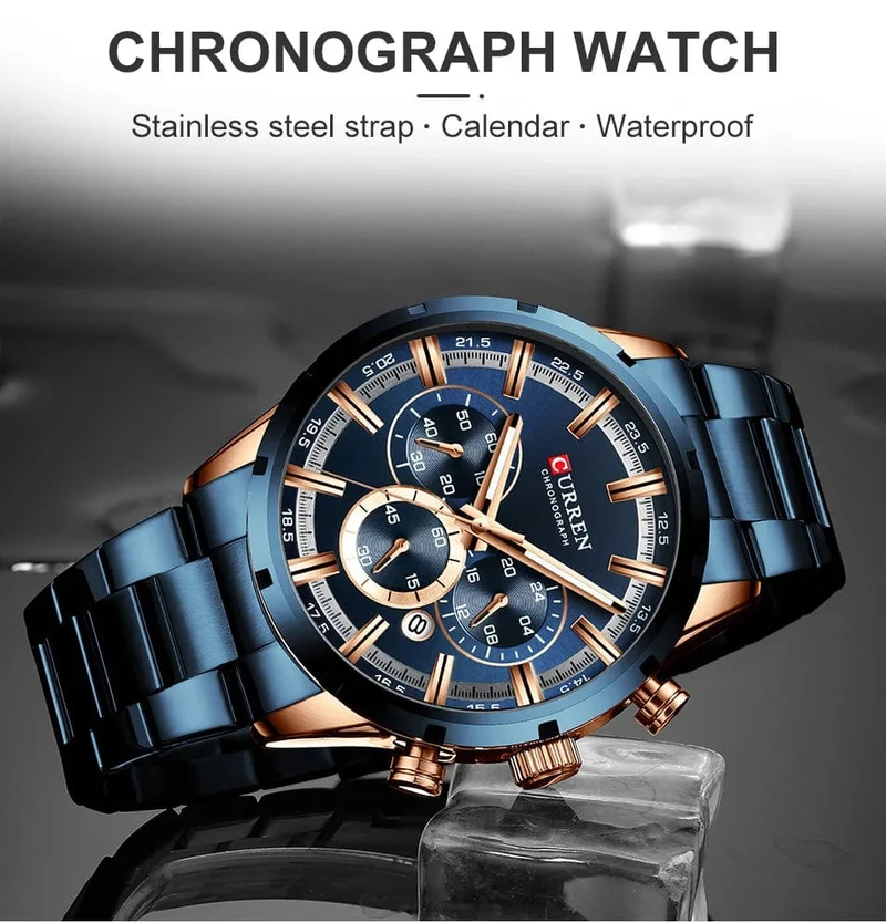 CURREN Herrenuhr – Topmarke, Luxus-Sportuhr, Quarz, Vollstahl, wasserdicht, Chronograph, Armbanduhr, Herrenuhr, Relogio Masculino