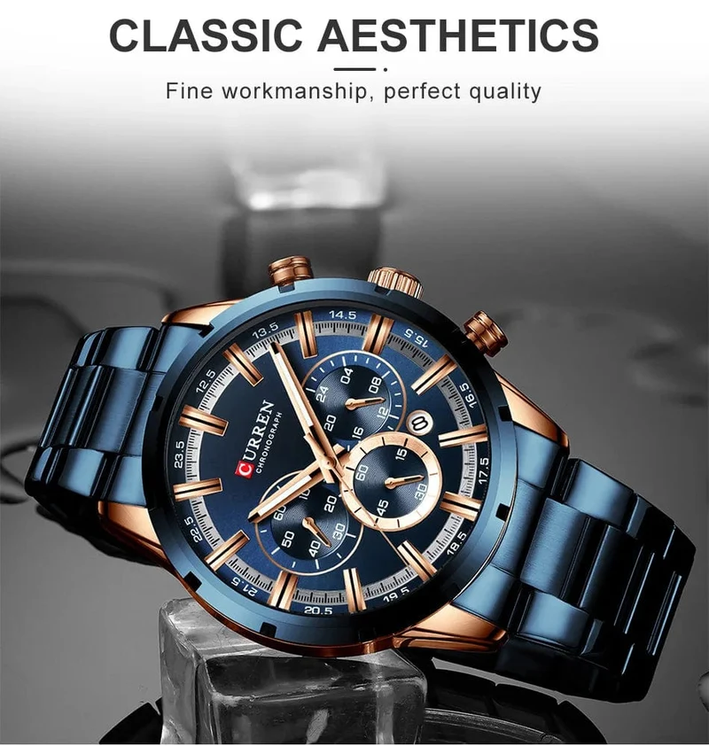 CURREN Herrenuhr – Topmarke, Luxus-Sportuhr, Quarz, Vollstahl, wasserdicht, Chronograph, Armbanduhr, Herrenuhr, Relogio Masculino