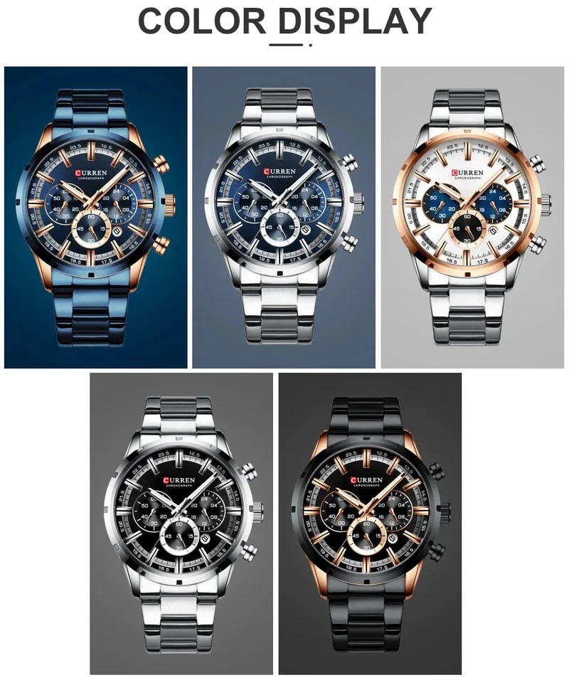 CURREN Herrenuhr – Topmarke, Luxus-Sportuhr, Quarz, Vollstahl, wasserdicht, Chronograph, Armbanduhr, Herrenuhr, Relogio Masculino
