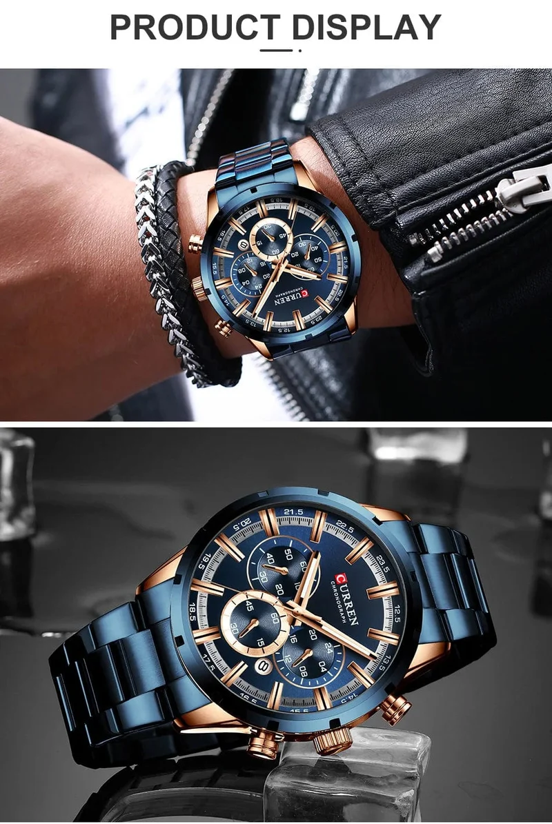 CURREN Herrenuhr – Topmarke, Luxus-Sportuhr, Quarz, Vollstahl, wasserdicht, Chronograph, Armbanduhr, Herrenuhr, Relogio Masculino