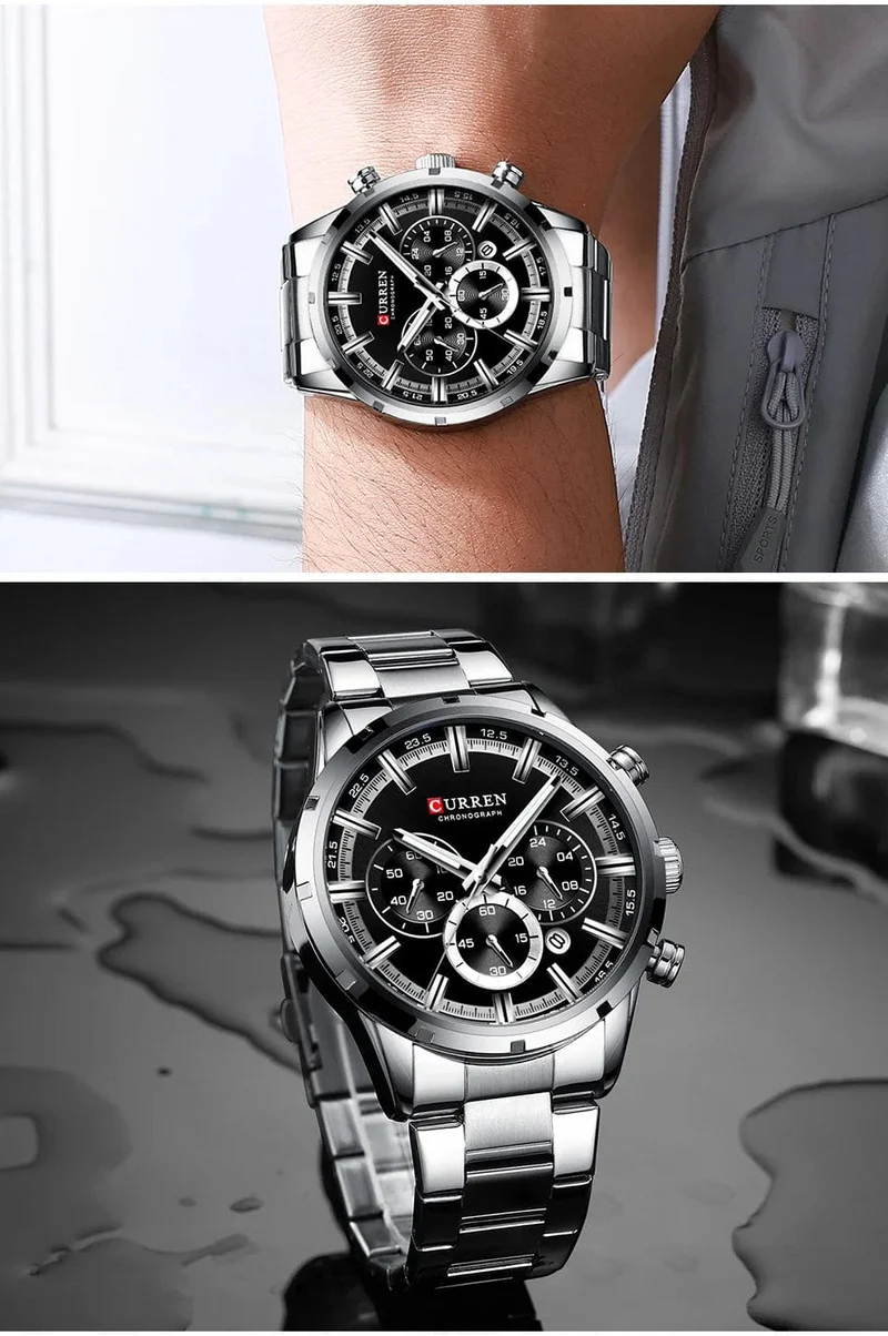 CURREN Herrenuhr – Topmarke, Luxus-Sportuhr, Quarz, Vollstahl, wasserdicht, Chronograph, Armbanduhr, Herrenuhr, Relogio Masculino