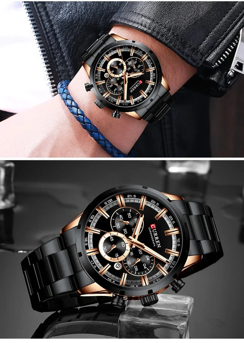 CURREN Herrenuhr – Topmarke, Luxus-Sportuhr, Quarz, Vollstahl, wasserdicht, Chronograph, Armbanduhr, Herrenuhr, Relogio Masculino