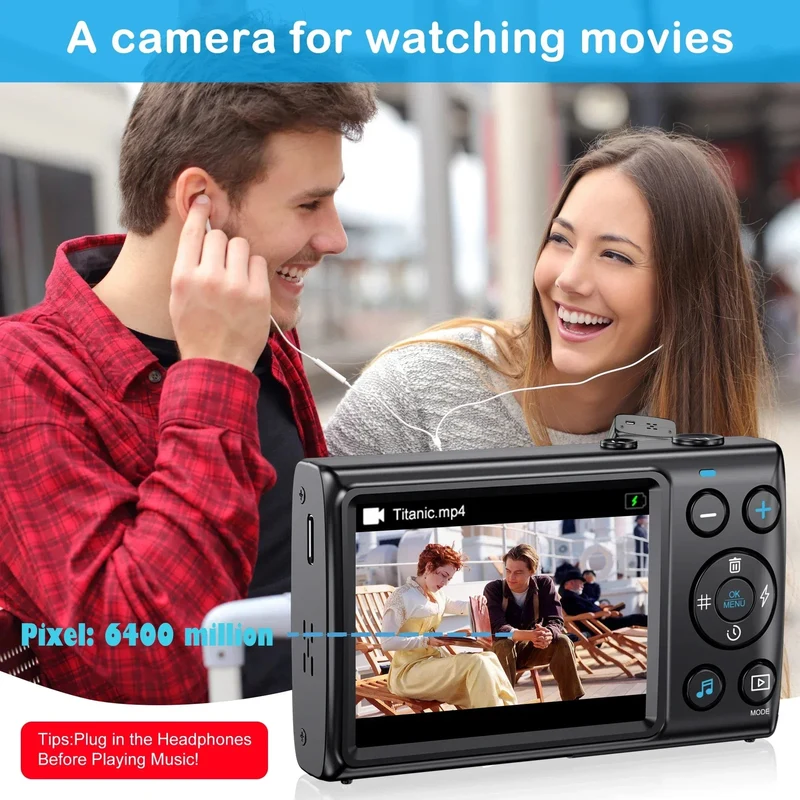 4K-Digitalkameras für die Fotografie, 18-facher Digitalzoom, Fotokameras für Kinder, 64 MP, Autofokus, Vlogging-Videokamera für YouTube