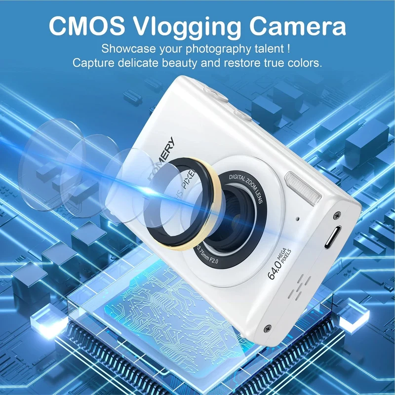 4K-Digitalkameras für die Fotografie, 18-facher Digitalzoom, Fotokameras für Kinder, 64 MP, Autofokus, Vlogging-Videokamera für YouTube