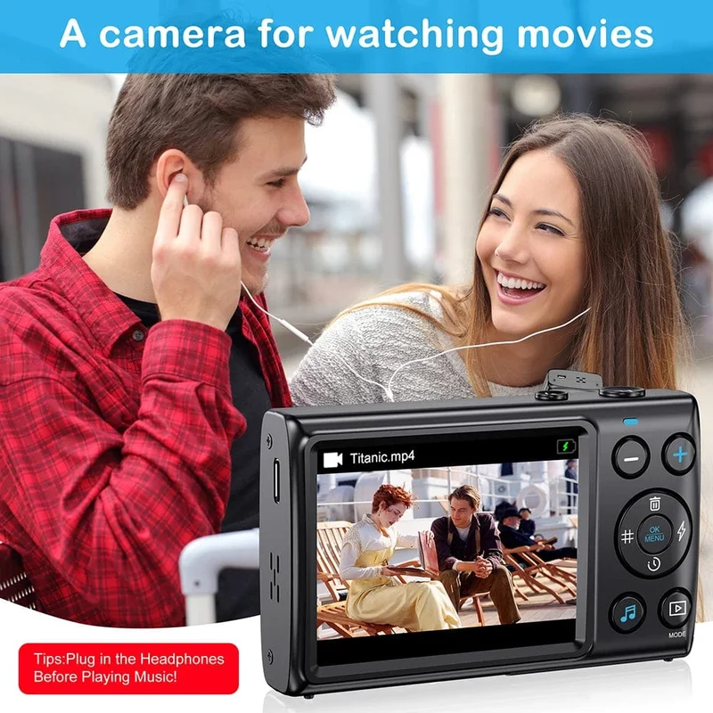 4K-Digitalkameras für die Fotografie, 18-facher Digitalzoom, Fotokameras für Kinder, 64 MP, Autofokus, Vlogging-Videokamera für YouTube