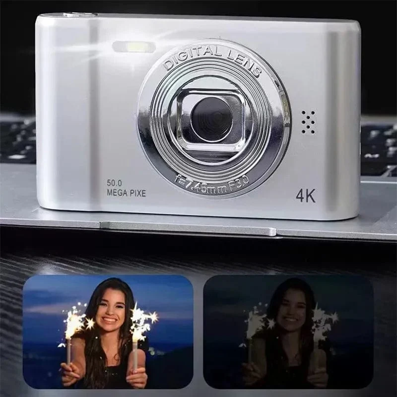 4K-Digitalkamera, Reise-Selfie-Kamera, 50 Megapixel, HD-Fotografie, 2.4-Zoll-Bildschirm, Einsteiger-Selfie-Mini-Retro-Kamera für den Kindercampus