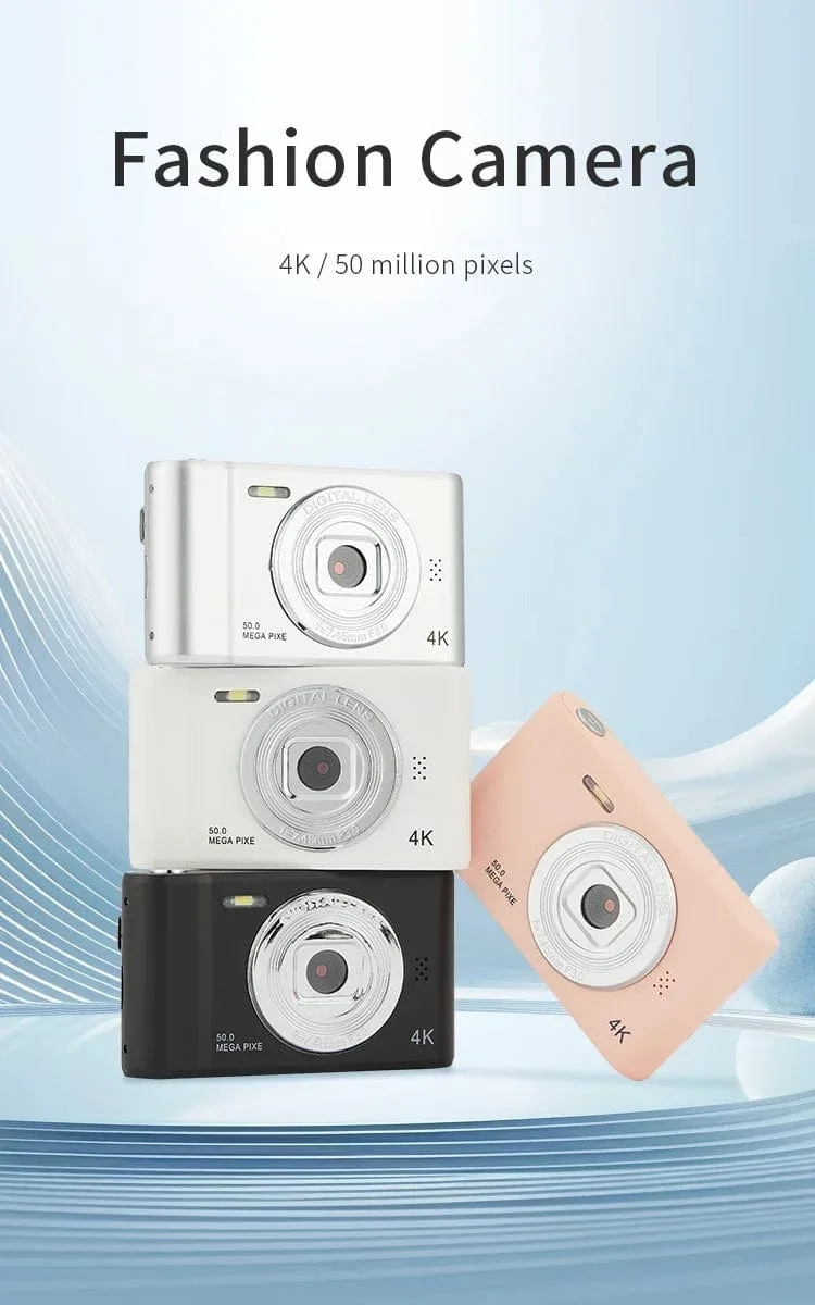 4K-Digitalkamera, Reise-Selfie-Kamera, 50 Megapixel, HD-Fotografie, 2.4-Zoll-Bildschirm, Einsteiger-Selfie-Mini-Retro-Kamera für den Kindercampus