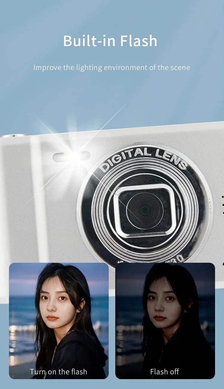 4K-Digitalkamera, Reise-Selfie-Kamera, 50 Megapixel, HD-Fotografie, 2.4-Zoll-Bildschirm, Einsteiger-Selfie-Mini-Retro-Kamera für den Kindercampus